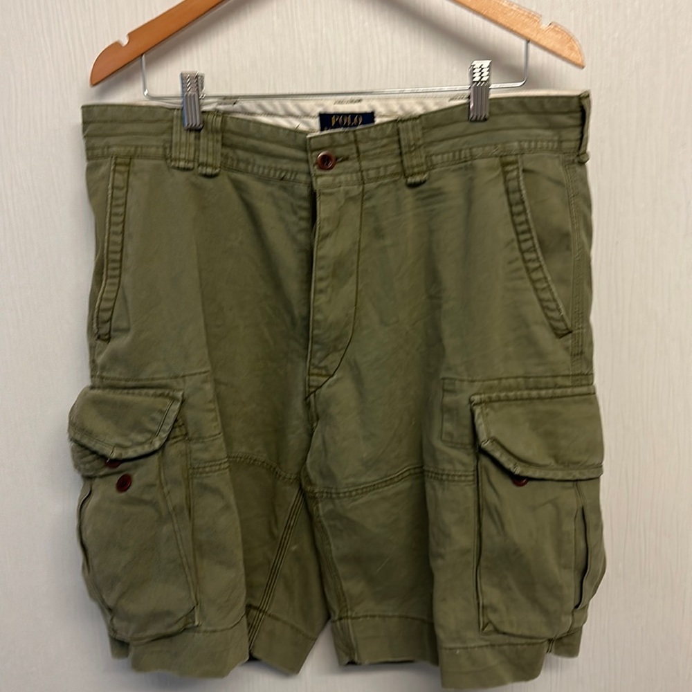 Used Polo by Ralph Lauren Men’s size 35 olive green shirts.